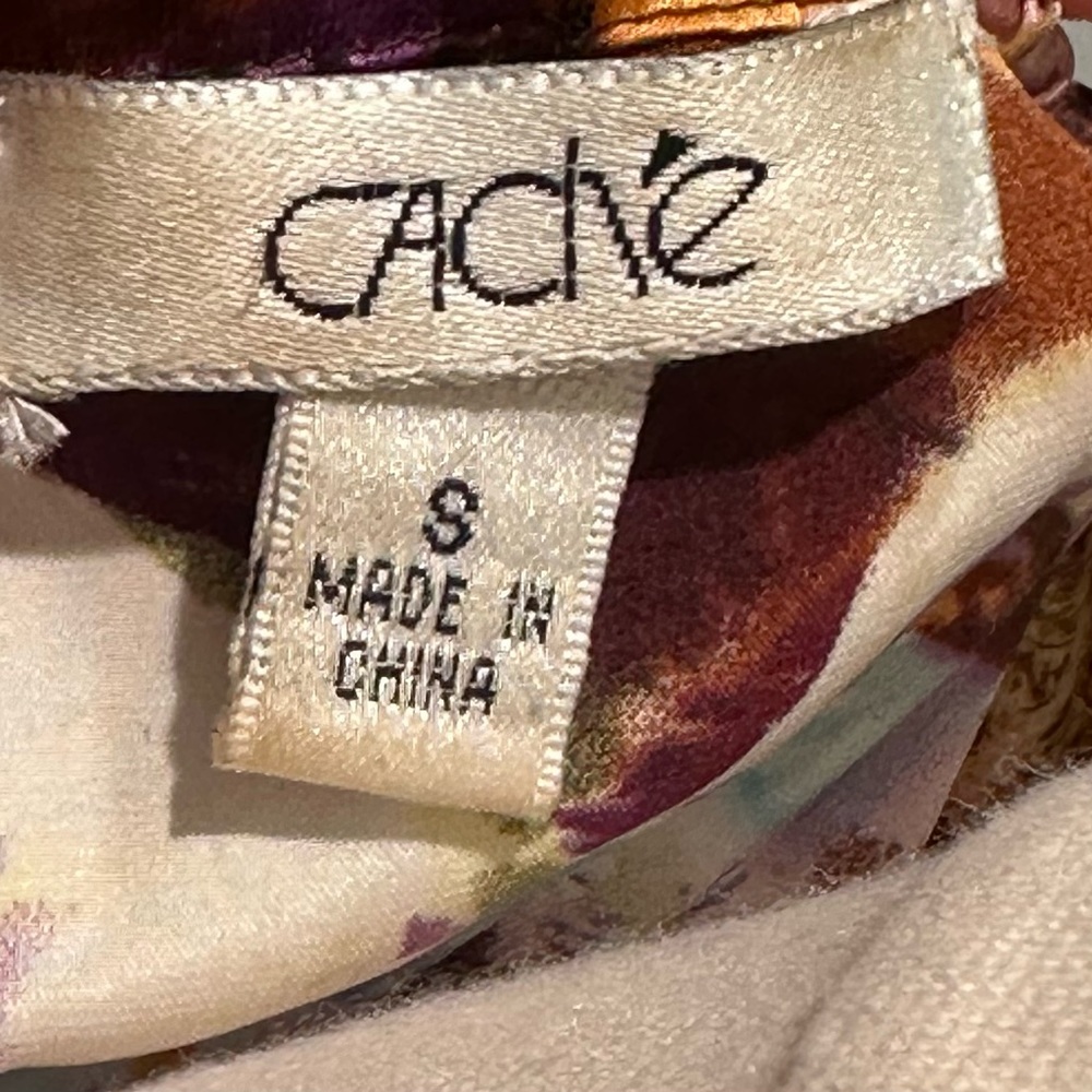 Cache 100% Silk Abstract Leopard Print Peasant Bl… - image 3